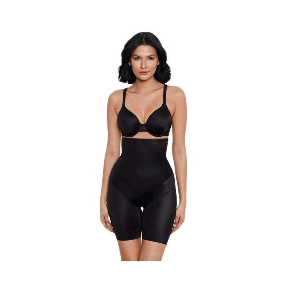 ASSETS SPANX Mid-Thigh Shaping Shorts Seamless Black S Women's High-Waist Shaper